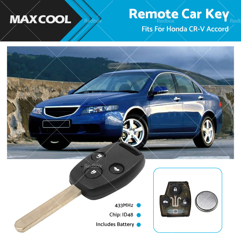3 Buttons Remote Car Key 433Mhz for Honda CR-V Accord 2008-2012