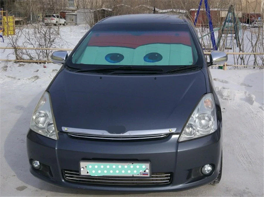 Cartoon Eye Windshield Sunshade Cover for Car - Red (No Year Specified)