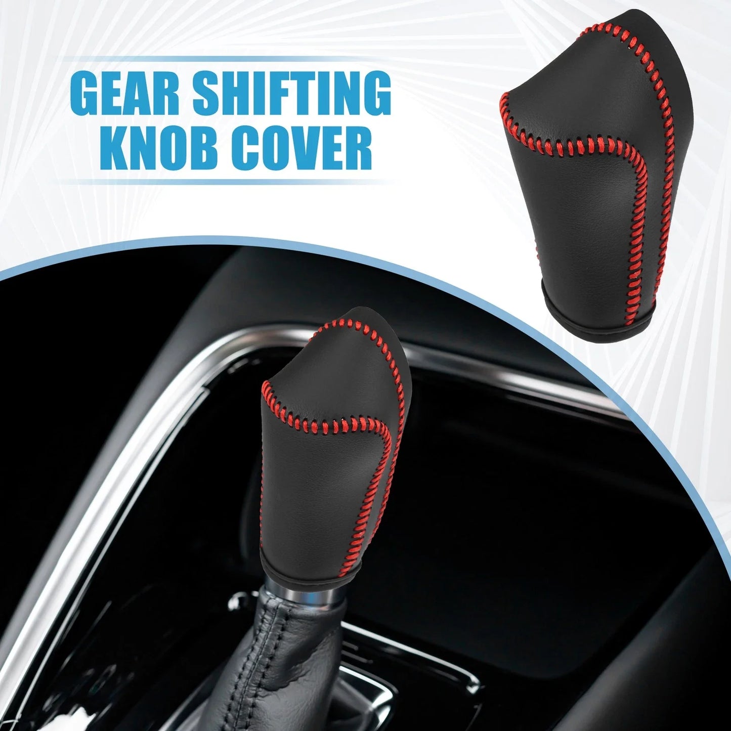 Gear Shift Lever Cover for Honda CRV 2008-2014 - Black with Red Stitches