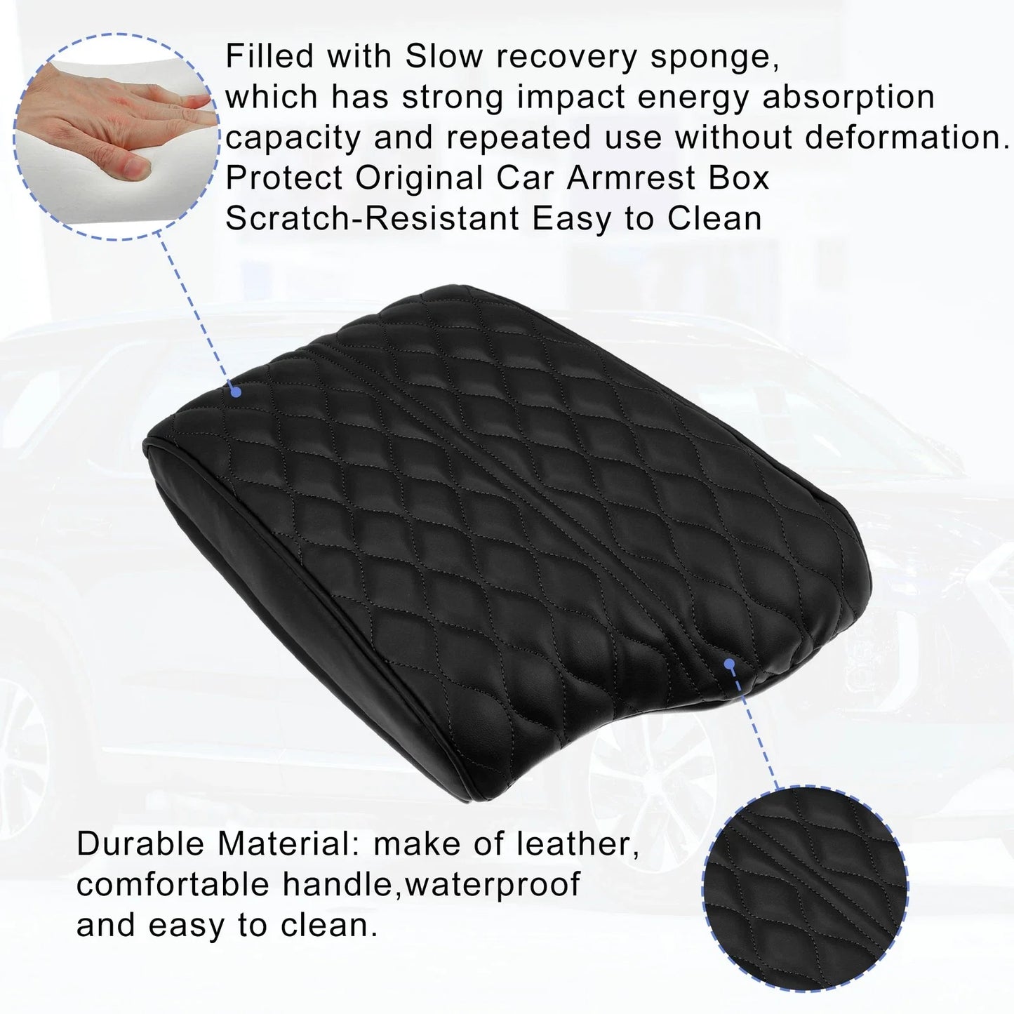 Armrest Cushion Cover for Hyundai Palisade 2020-2022 - Faux Leather Black