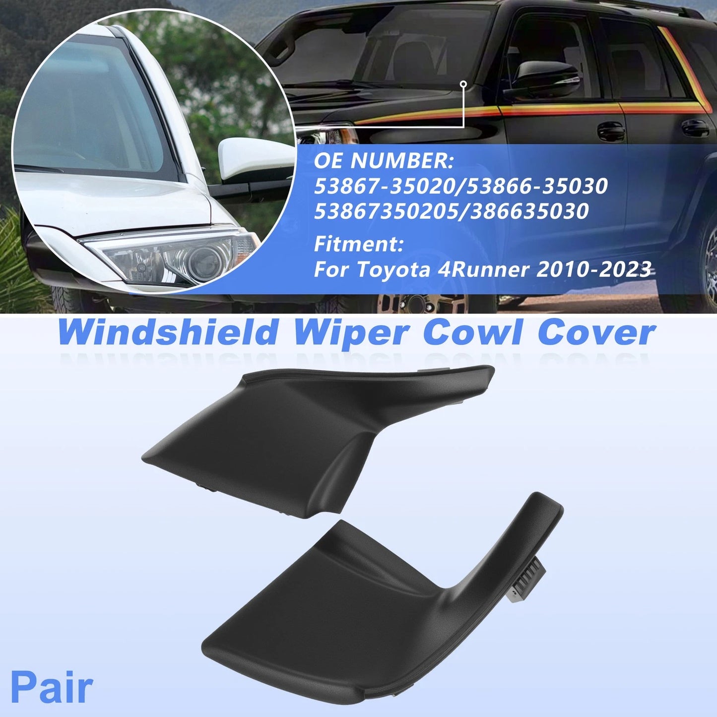 Set of 2 Windshield Cowl Replacement for Toyota 4Runner (2010–2023) 53867-35020
