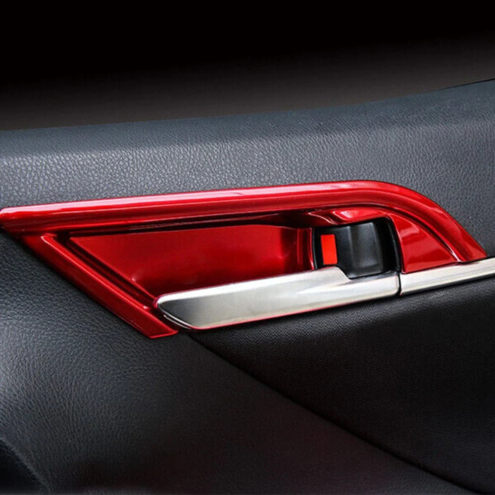 4 x Interior Door Handle Bowl Cover Trims Red for Toyota Camry (2018-2023)
