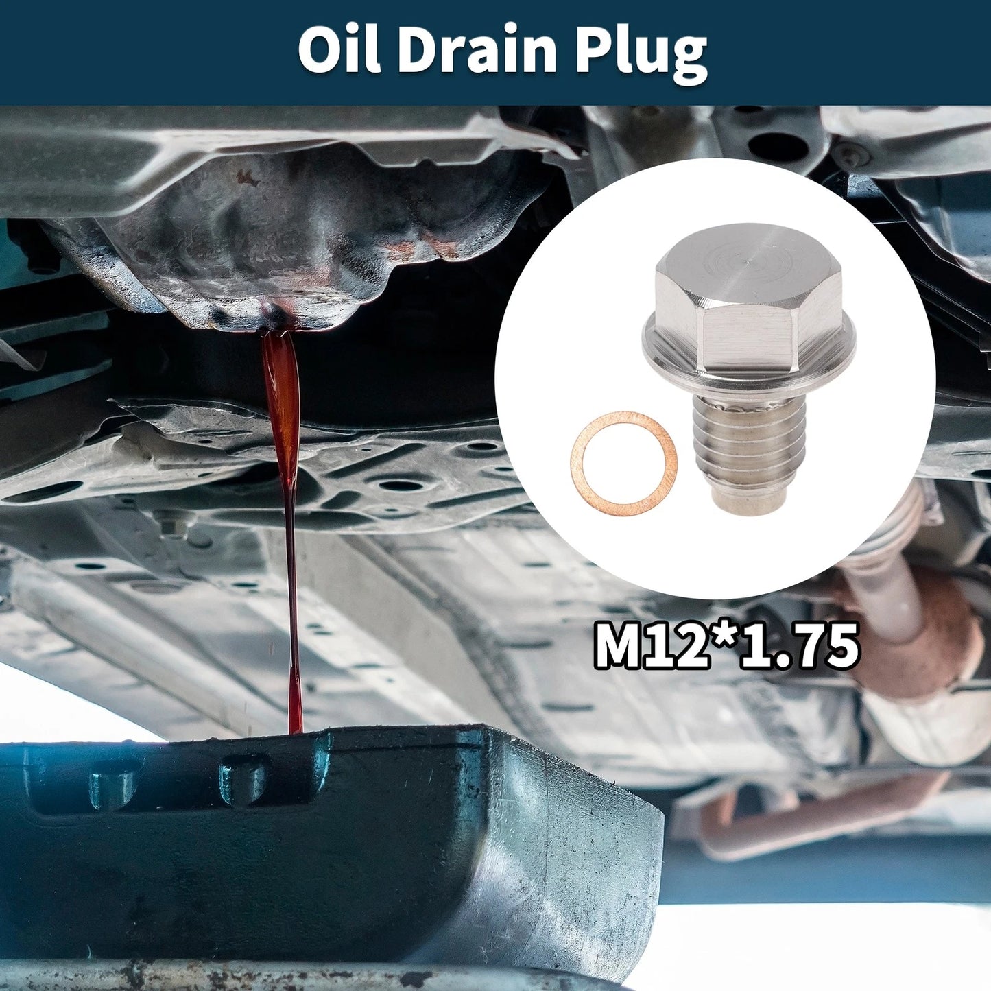 M12*1.75 Magnetic Oil Drain Plug for Universal Applications (1 Pc)