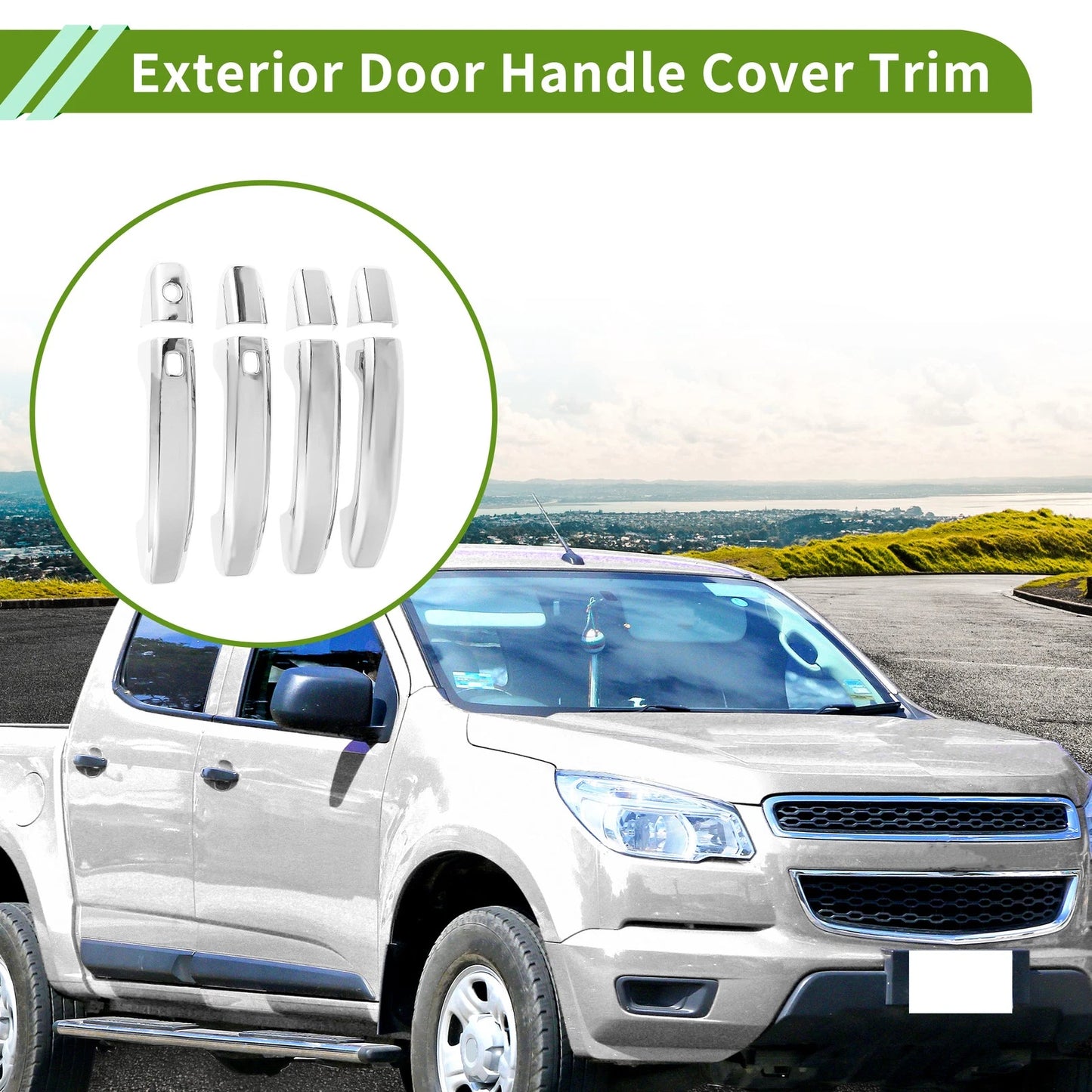 Exterior Door Handle Cover Trim for Chevrolet Colorado (2023–2024) Silver Tone ABS