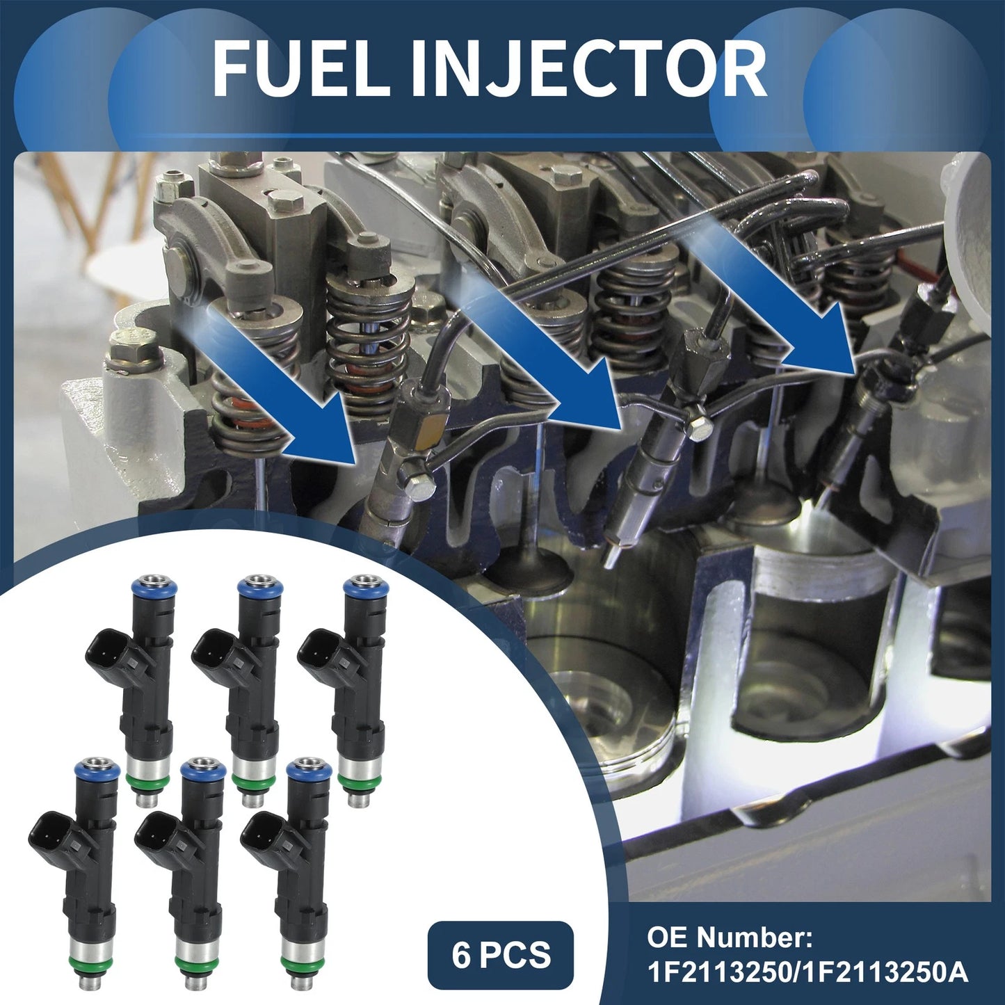 Set of 6 Fuel Injectors for Mazda B3000 (2002, 2005–2007) No.1F2113250