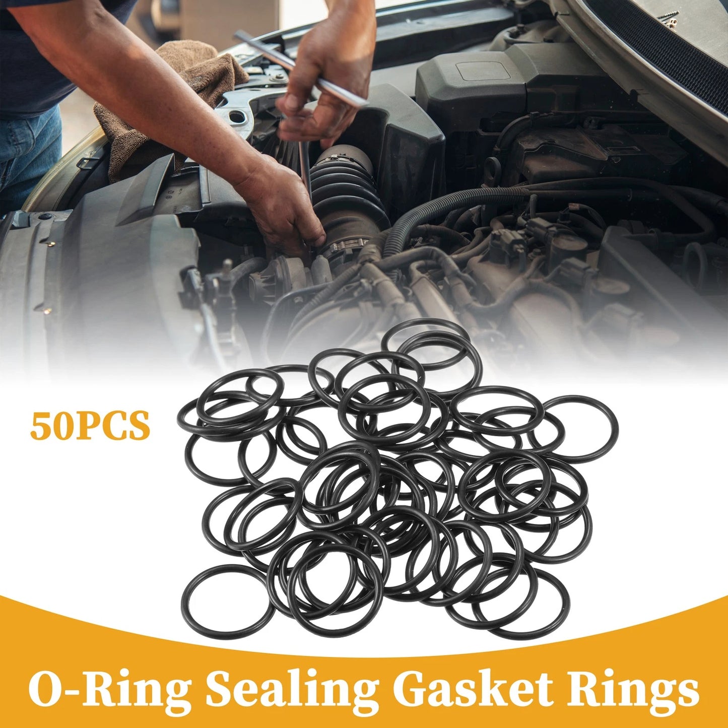 50pcs NBR Rubber O Ring Seal Gasket for Cars Trucks (14mm ID x 1.5mm CS)