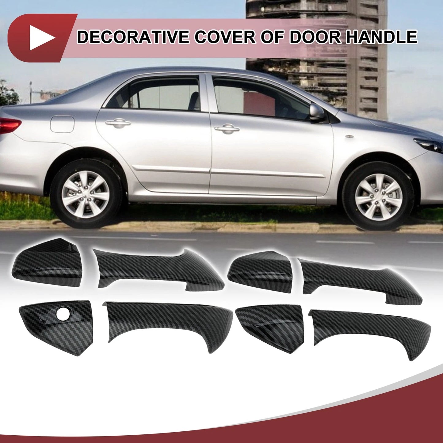 Set of 4 Car Door Handle Covers for Honda Accord (2008–2012) Black ABS