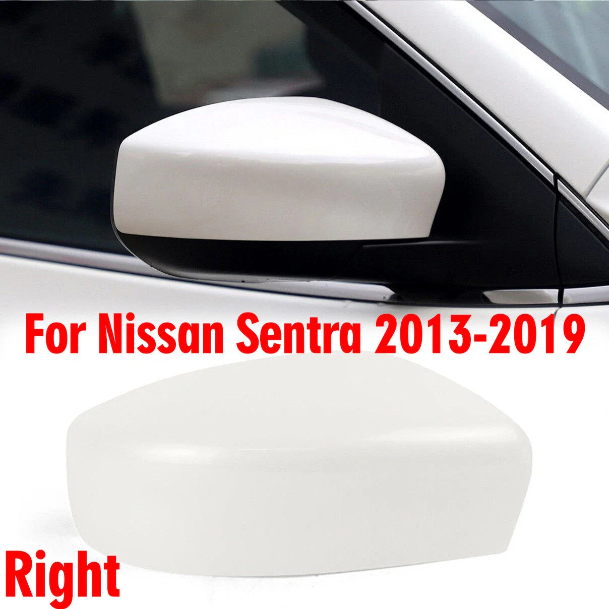 White Right Passenger Side Rearview Mirror Cap Cover for Nissan Sentra (2013–2019)