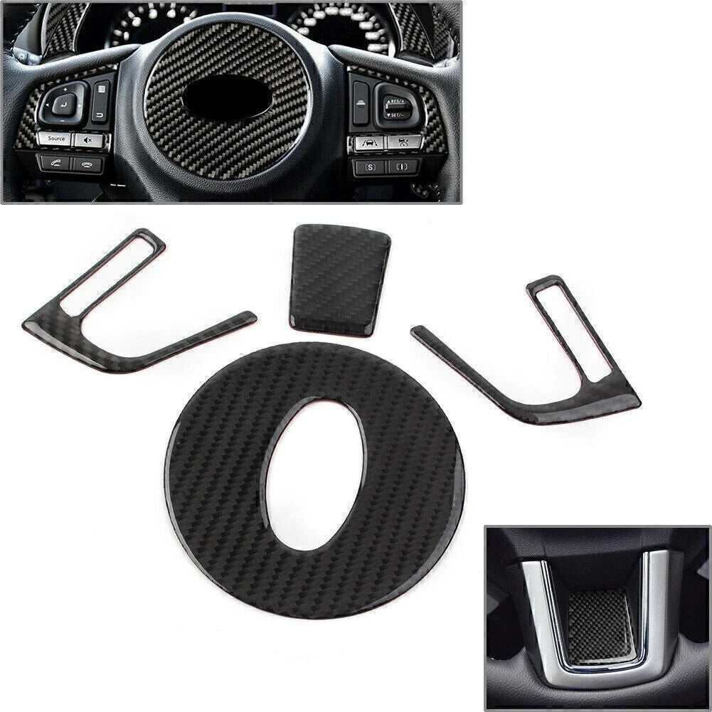 4X Carbon Fiber Look Steering Wheel Cover Kit for Subaru Forester (2013–2018)