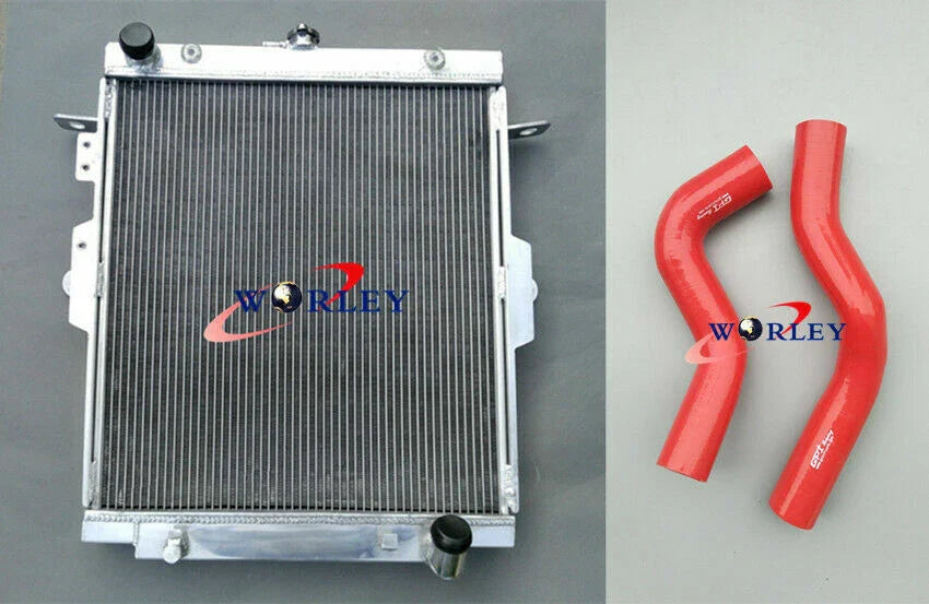 Alloy Radiator + Red Hose for Toyota Landcruiser HDJ78 HDJ79 HZJ78 HZJ79 (1990-2007)