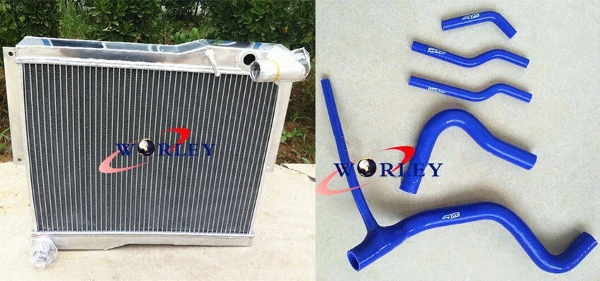 Aluminum Radiator with Blue Hose for MG MGB GT/Roadster (1977–1980)