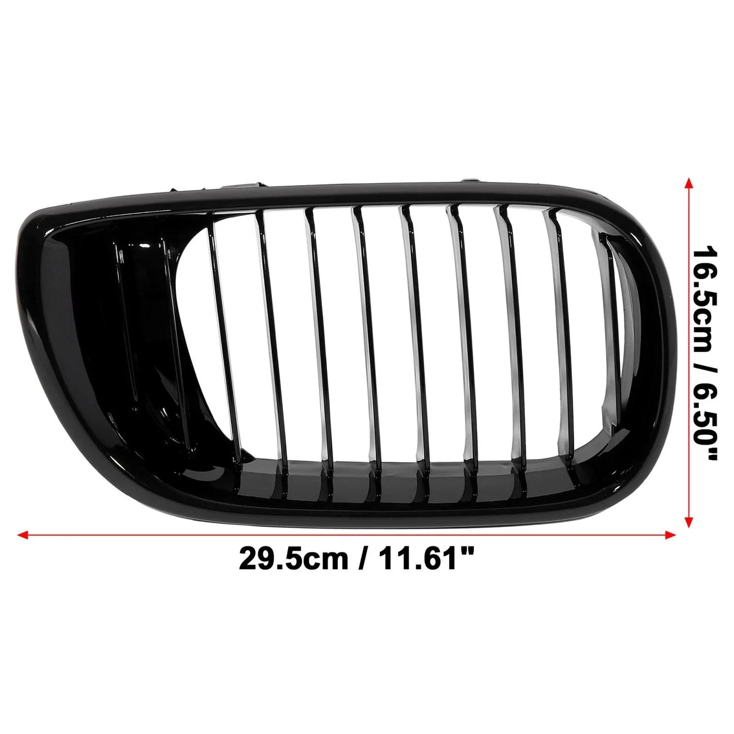 Pair Gloss Black Front Kidney Grille for BMW E46 3 Series (2002 - 2004)