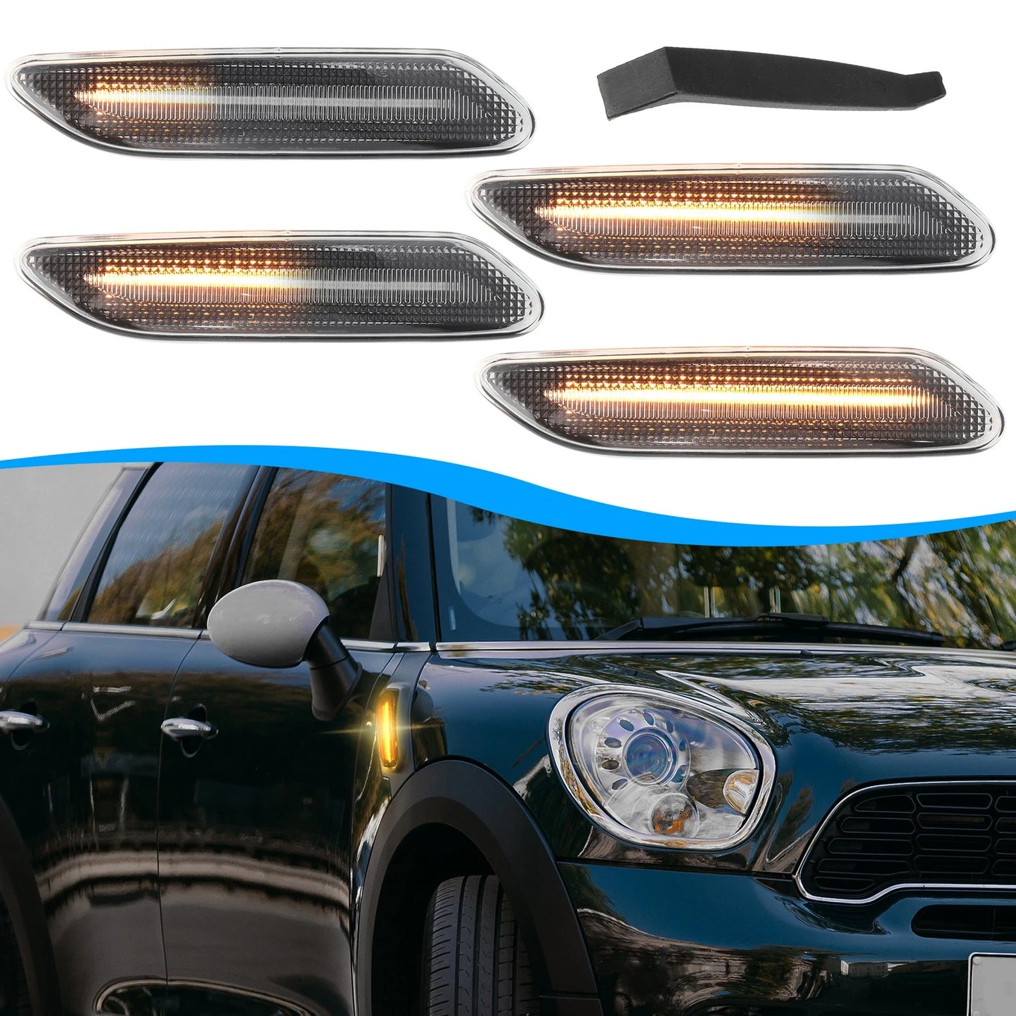 2X LED Sequential Fender Marker Turn Signal Light for Mini Cooper R60 R61