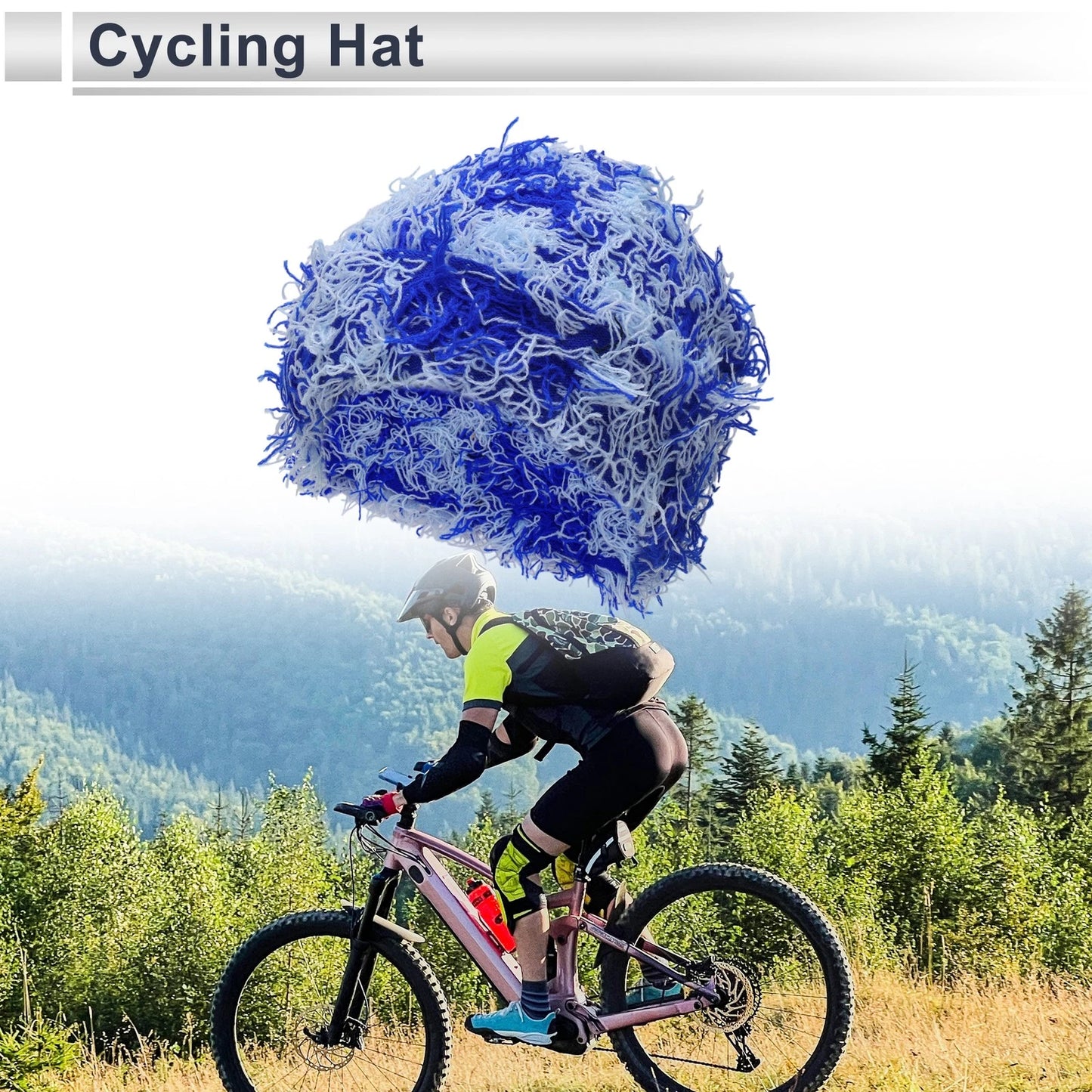 Cycling Hat for Universal Fit (25x22cm) - Blue Acrylic Fabric (1 Pc)