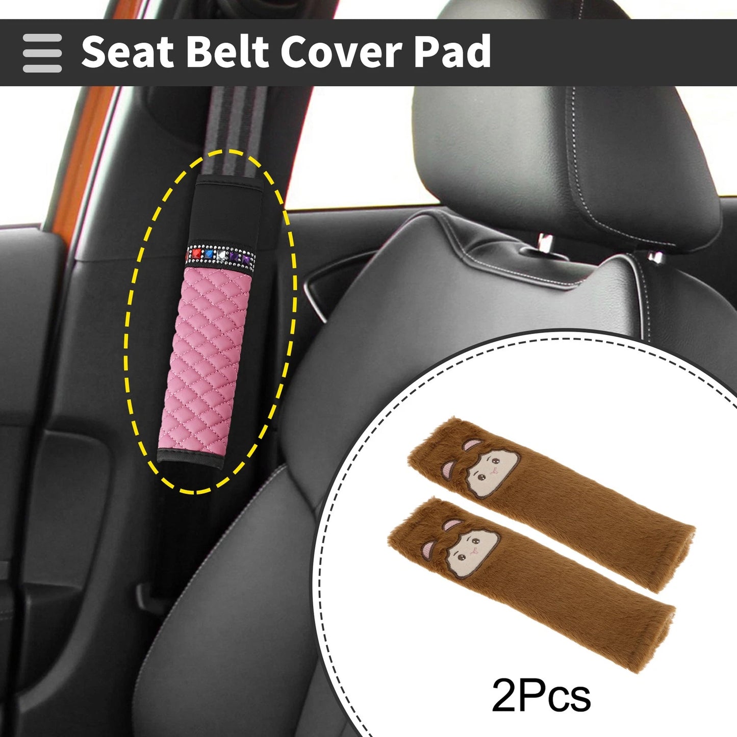 Set of 2 Seat Belt Cover Pads for Universal Fit (26cm)