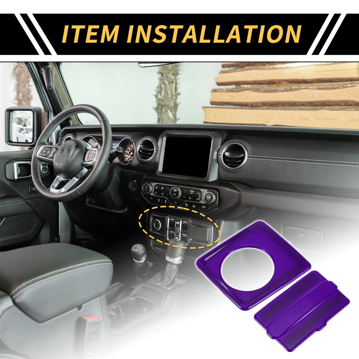 Cigarette Lighter USB Socket Panel Cover Trim for Jeep Wrangler JL (2018–2024) Purple
