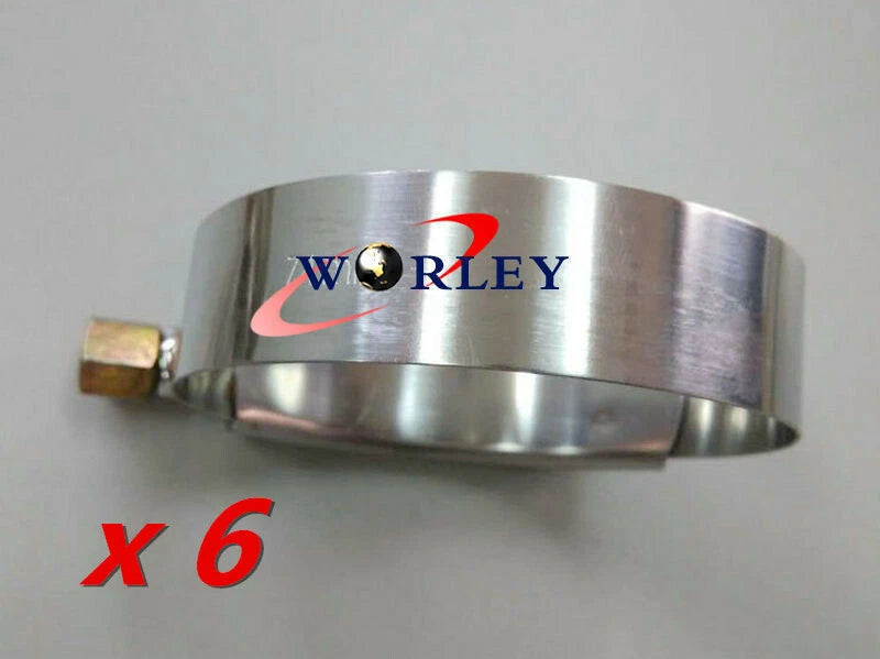 Set of 6 Stainless Steel T-Bolt Hose Clamps for Various Applications (58-63mm)