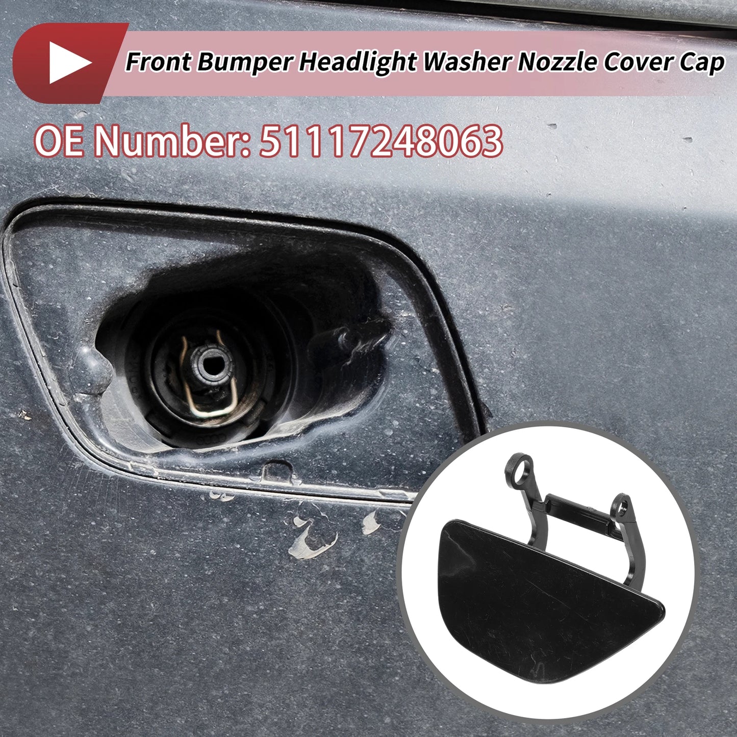 Front Left Washer Nozzle Cover Cap No. 51117248063 for BMW 535i GT (2009–2017)