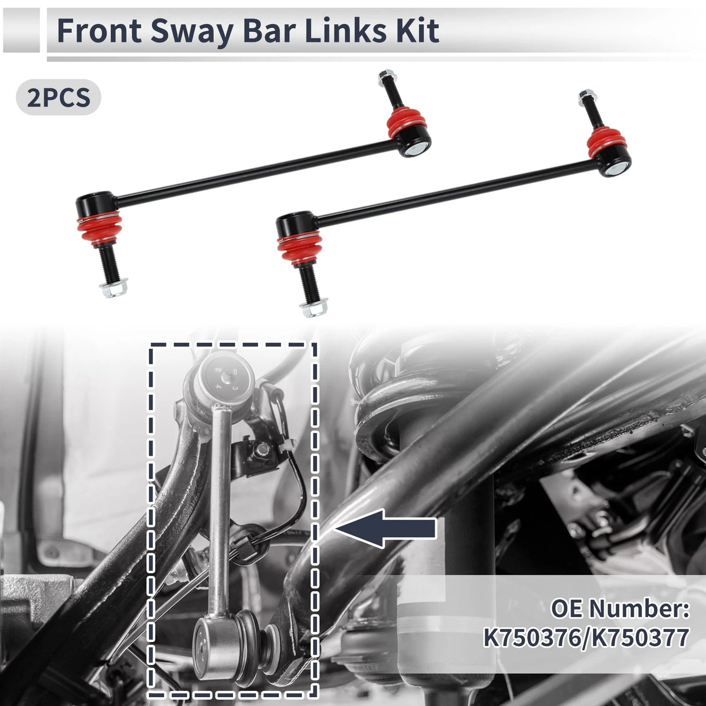Set of 2 Front Stabilizer Bar Links for Ford Flex (2009) No.K750376/K750377