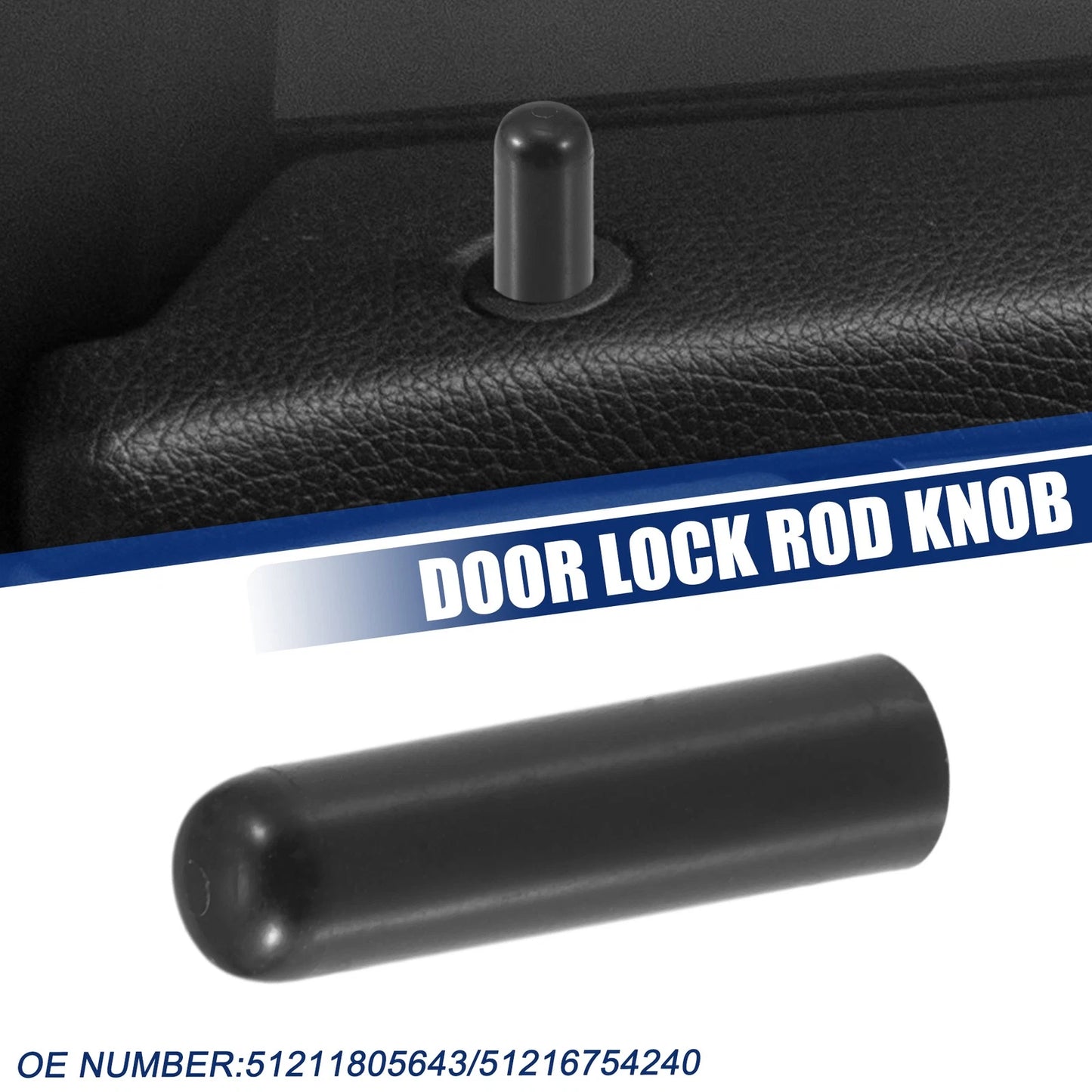 Door Lock Rod Knob Black for BMW 328i (2007–2013) 51211805643/51216754240