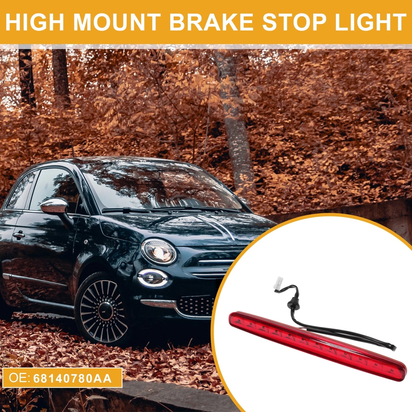 Third Brake Stop Light No.68140780AA for Fiat 500 (2012–2019) Red