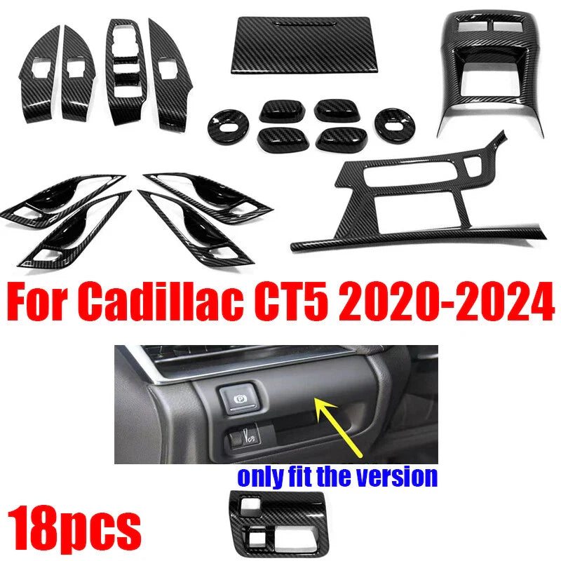 18X Carbon Fiber Interior Accessories Cover Trim for Cadillac CT5 (2020–2024)
