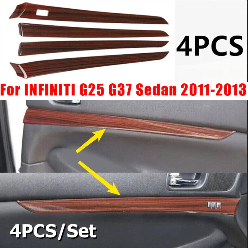 Wood Grain Door Panel Strip Cover Trim for Infiniti G25 G35 G37 (2007–2013)