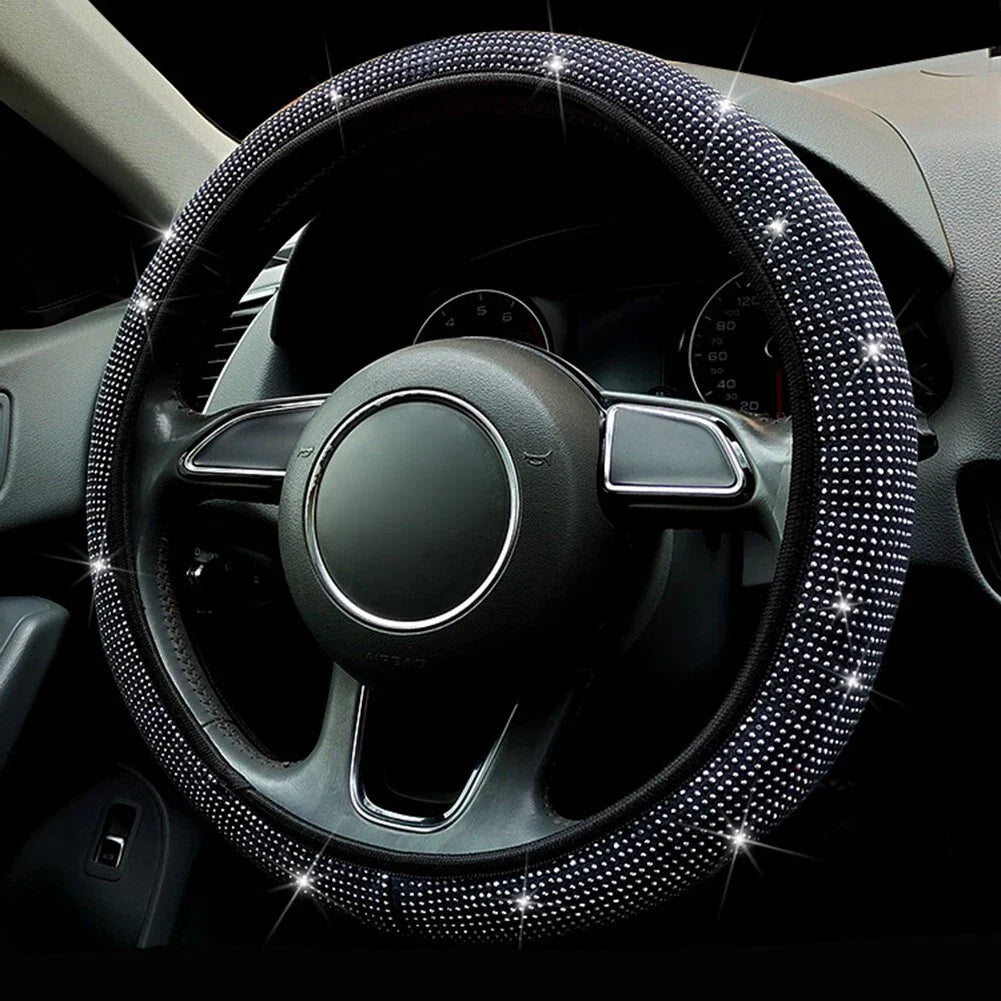 38CM / Steering Wheel Cover Bling for CRYSTAL Silver