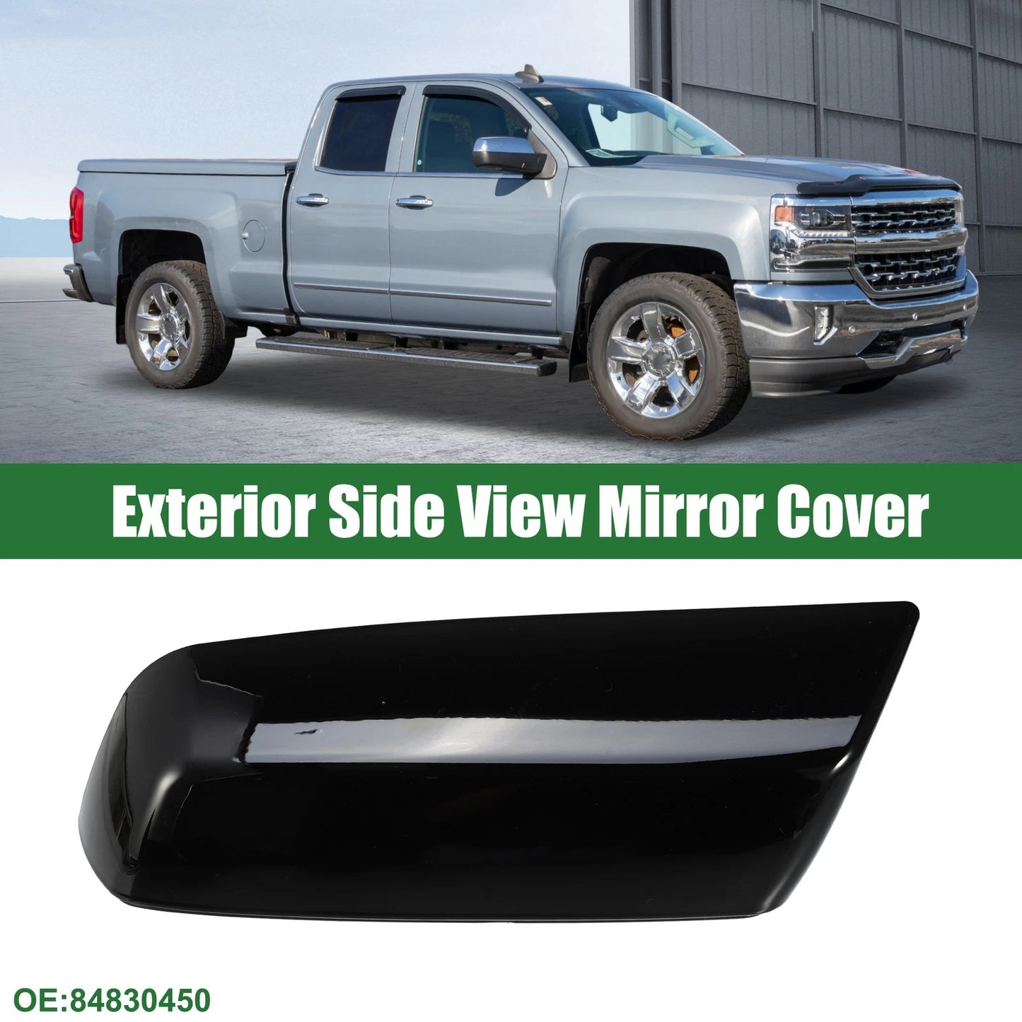 Left Rearview Mirror Cap for Chevrolet Silverado 1500 (No. 84830450, Gloss Black)