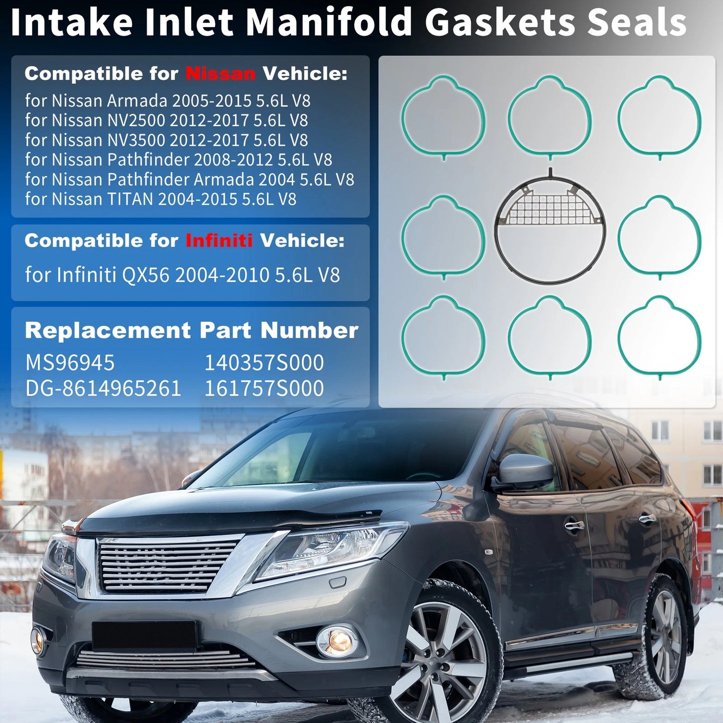 Intake Manifold Gasket Set for Nissan Armada (2005–2015) No.MS96945/DG-8614965261