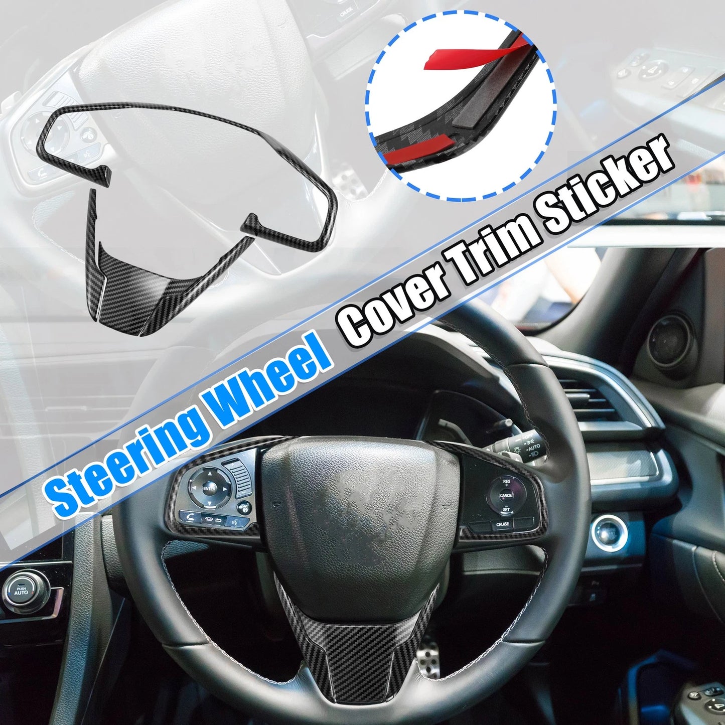 Set of 1 Carbon Fiber Steering Wheel Cover for Honda Civic (2016–2021)