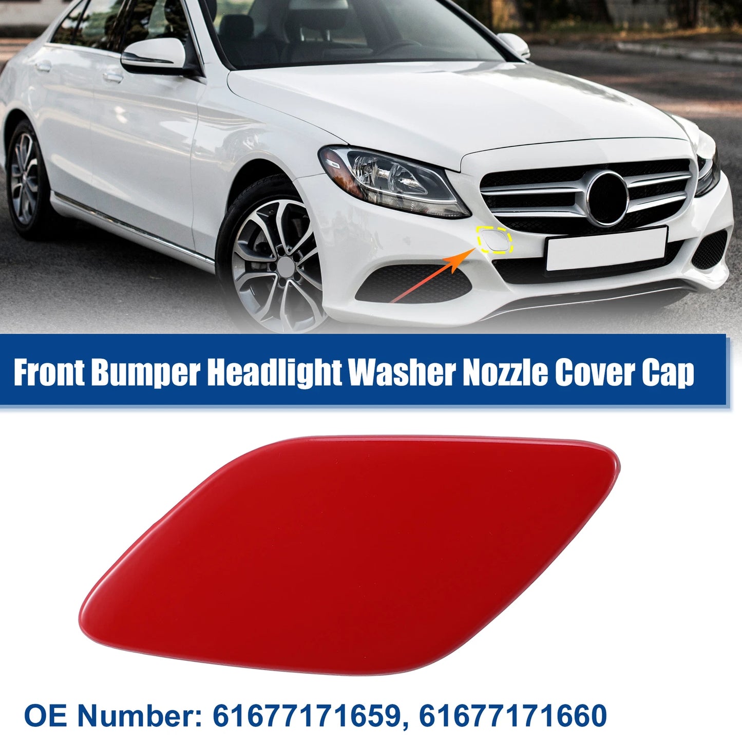 Front Left Headlight Washer Nozzle Cover for BMW 328i (2012–2013) Red