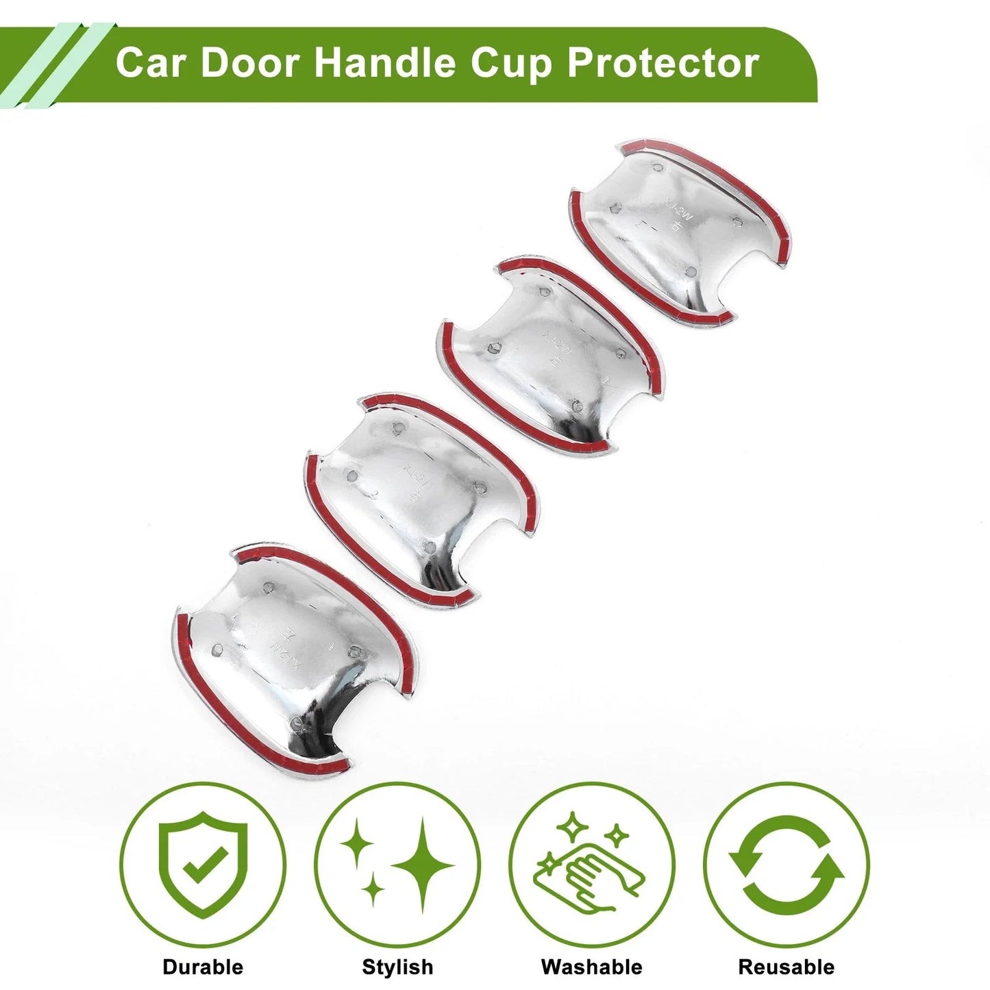 Car Door Handle Cup Protectors for Chevy Malibu & Cruze Chrome Silver Tone 4 x