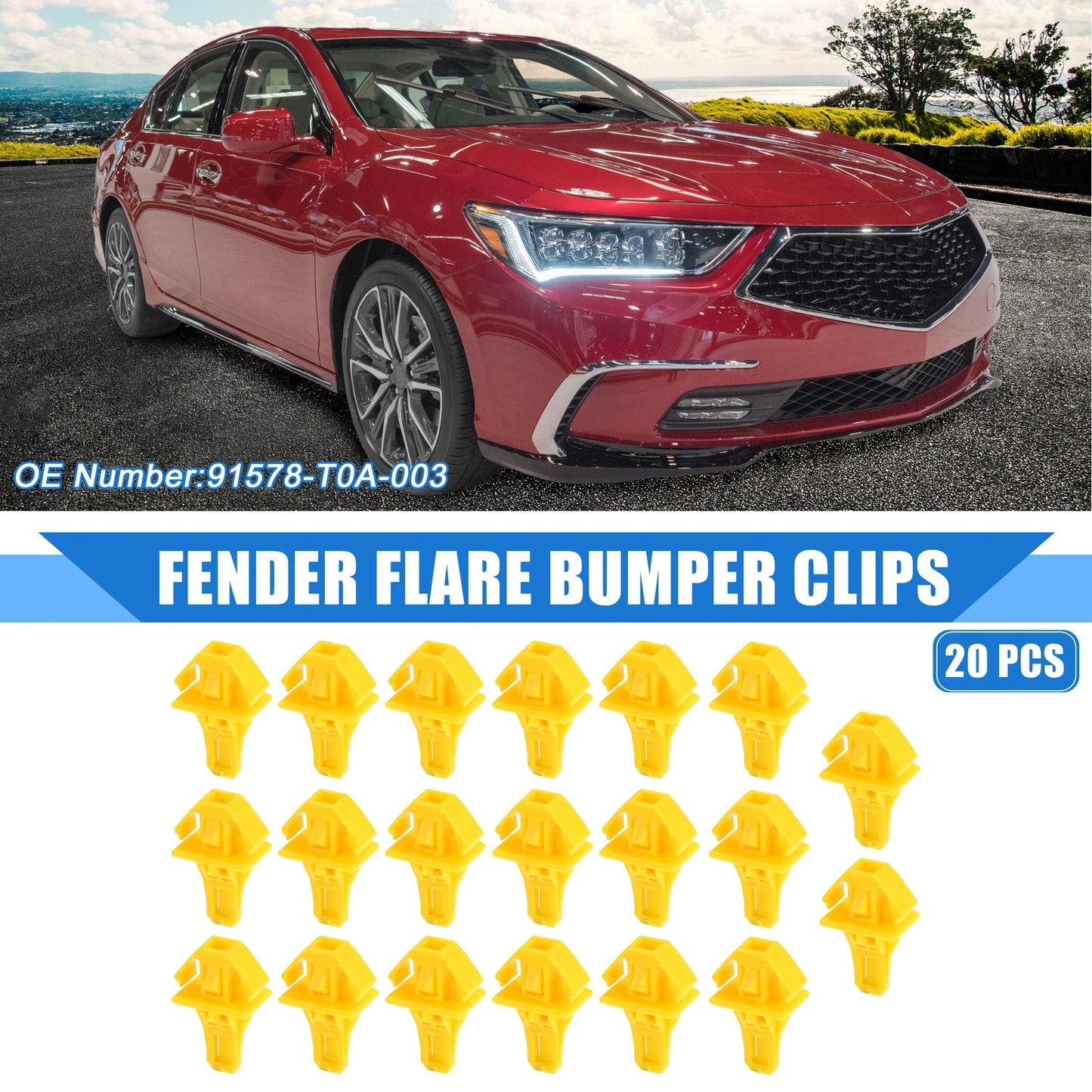 20 Pcs Fender Flare Bumper Clip for Honda CR-V (2012–2014) No. 91578-T0A-003