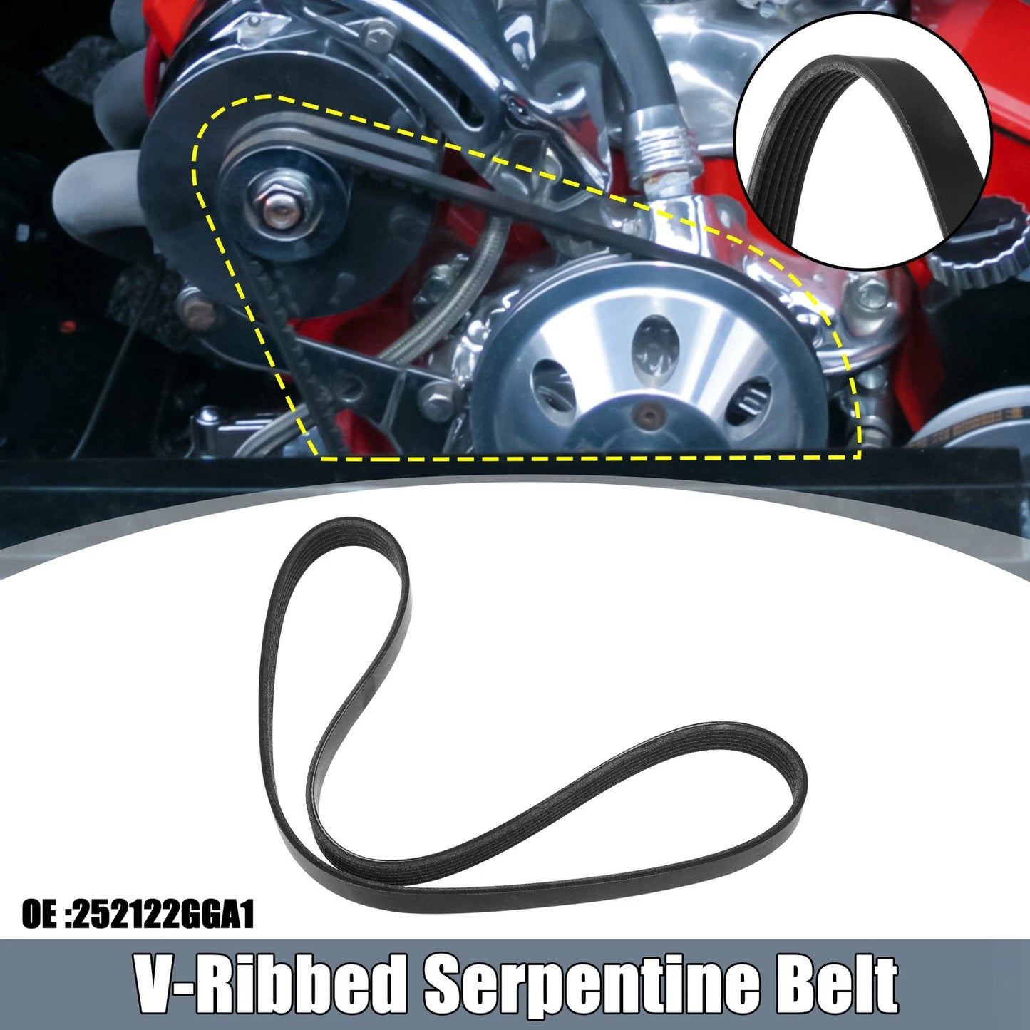 V-Ribbed Serpentine Drive Belt No. 252122GGA1 for Hyundai Santa Fe (2016–2020)