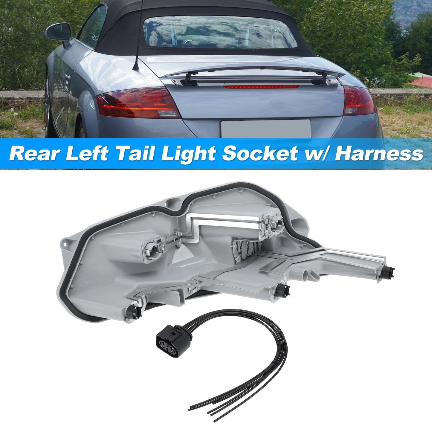 2X Rear Left Tail Light Socket Wiring Harness 8J0945257A for Audi TT MK2 (2006–2014)