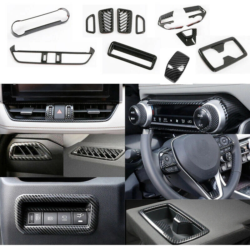 12x Carbon Fiber Look Car Trim for Toyota RAV4 (2019–2023)