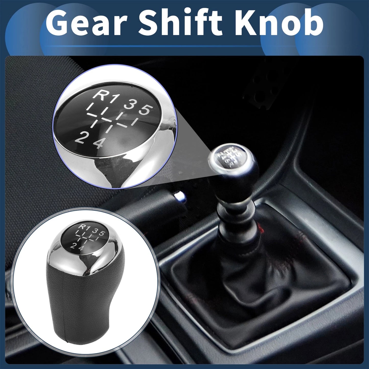 5 Speed Manual Gear Shifter Knob for Hyundai Accent (2011–2014) Black Plastic