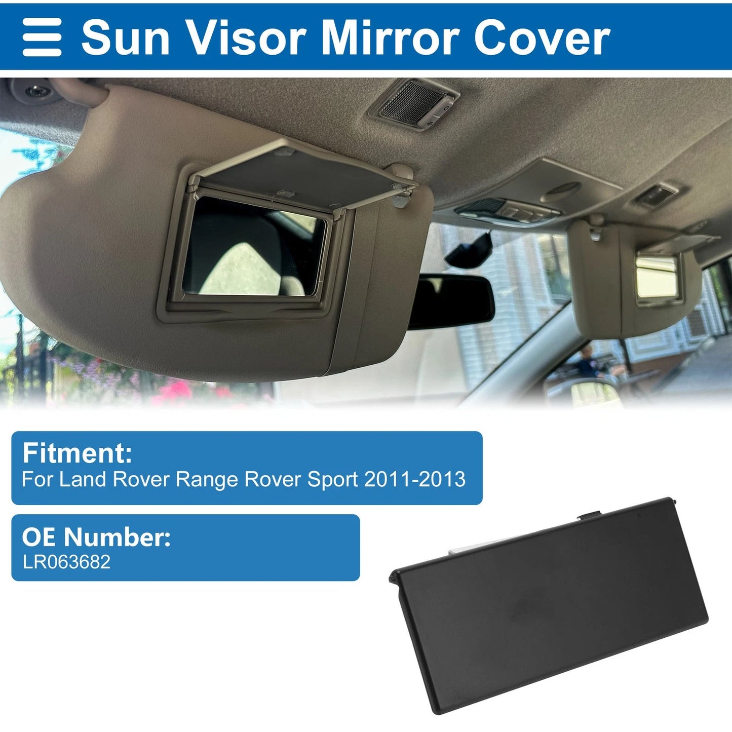Sun Visor Mirror Cover for Land Rover Range Rover Sport (2011–2013) No.LR063682 Black
