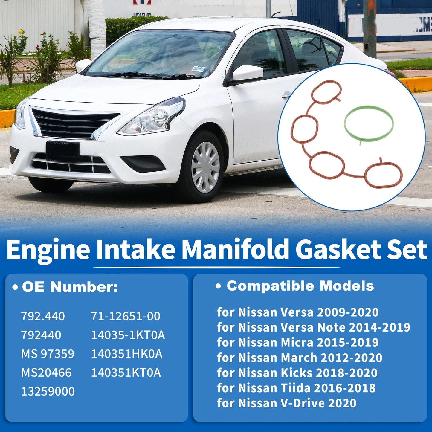 Set of 2 Engine Intake Manifold Gaskets for Nissan Versa (2009–2020) No.MS97359