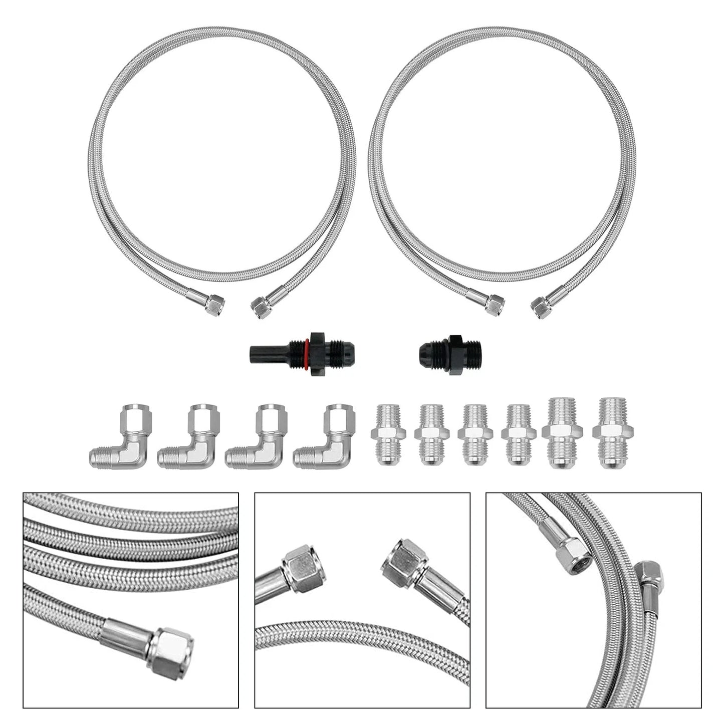 70" SS Braided Transmission Cooler Hose Line for Turbo 700R4 4L60 4L60E 4L65E