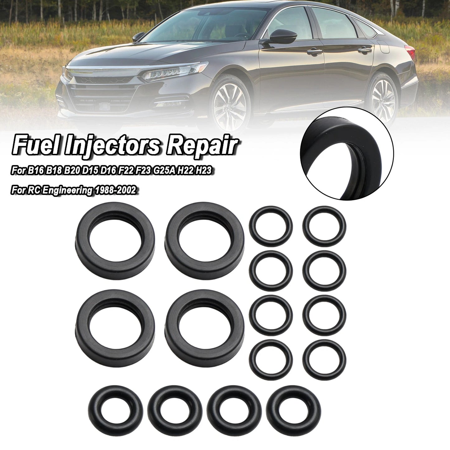 Set of 4 Fuel Injector Seal O-Ring Kit for Honda Accord Civic CRX Prelude (1984–2002)