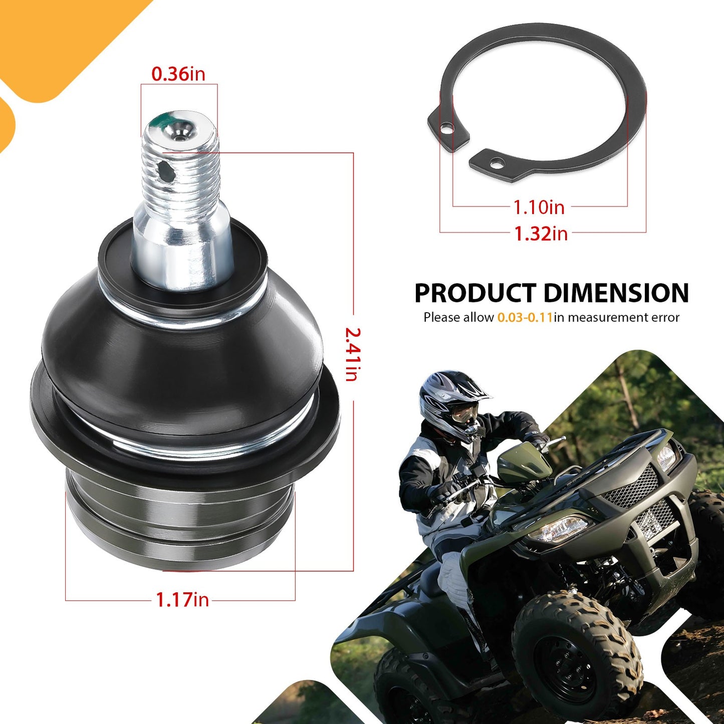 Set of 4 Upper and Lower Ball Joints for Suzuki KingQuad AXi 4x4 (2008–2023)