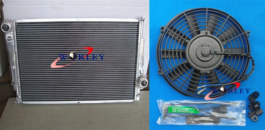 Aluminum Radiator with Fan for BMW E46 M3 330D 328 325 323 320 330 Ci 318i (2000–2006)