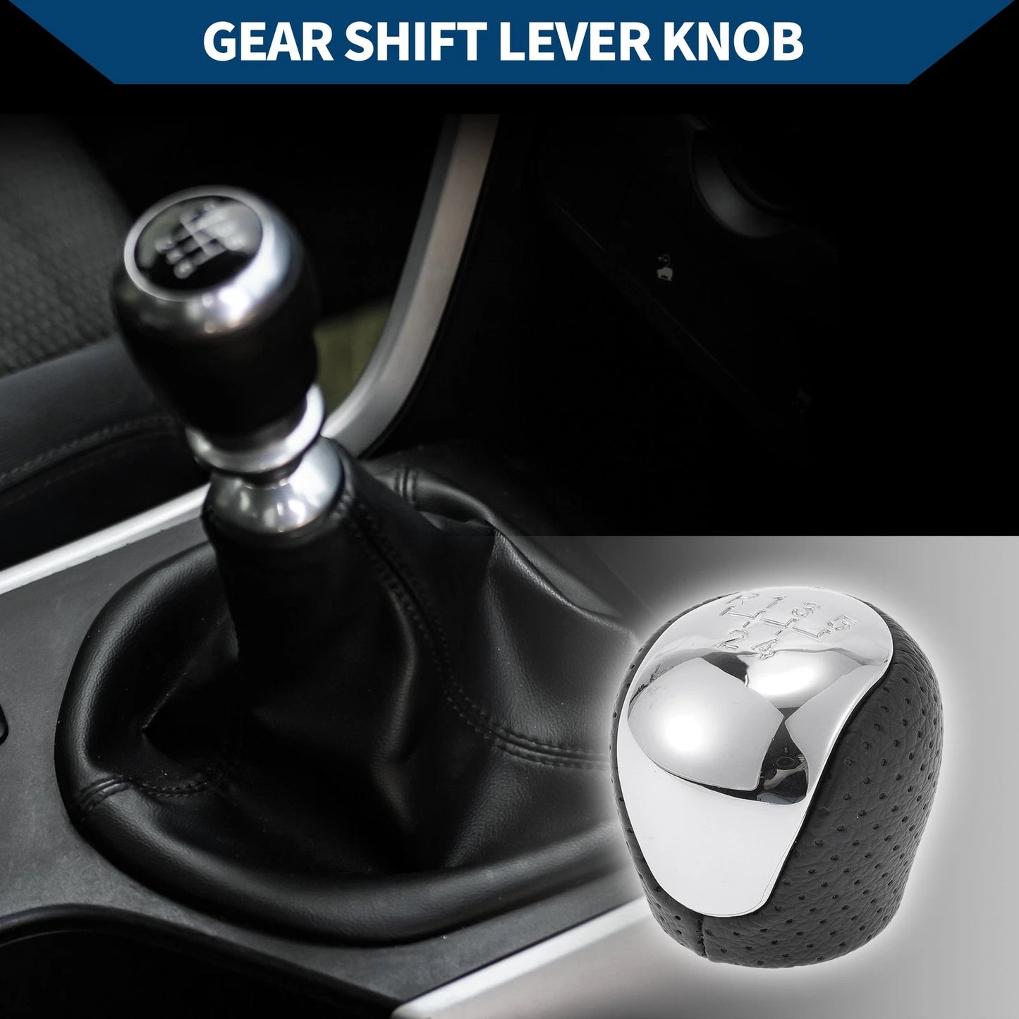 5 Speed Manual Gear Shift Knob for Hyundai Elantra (2009–2012) Faux Leather Black