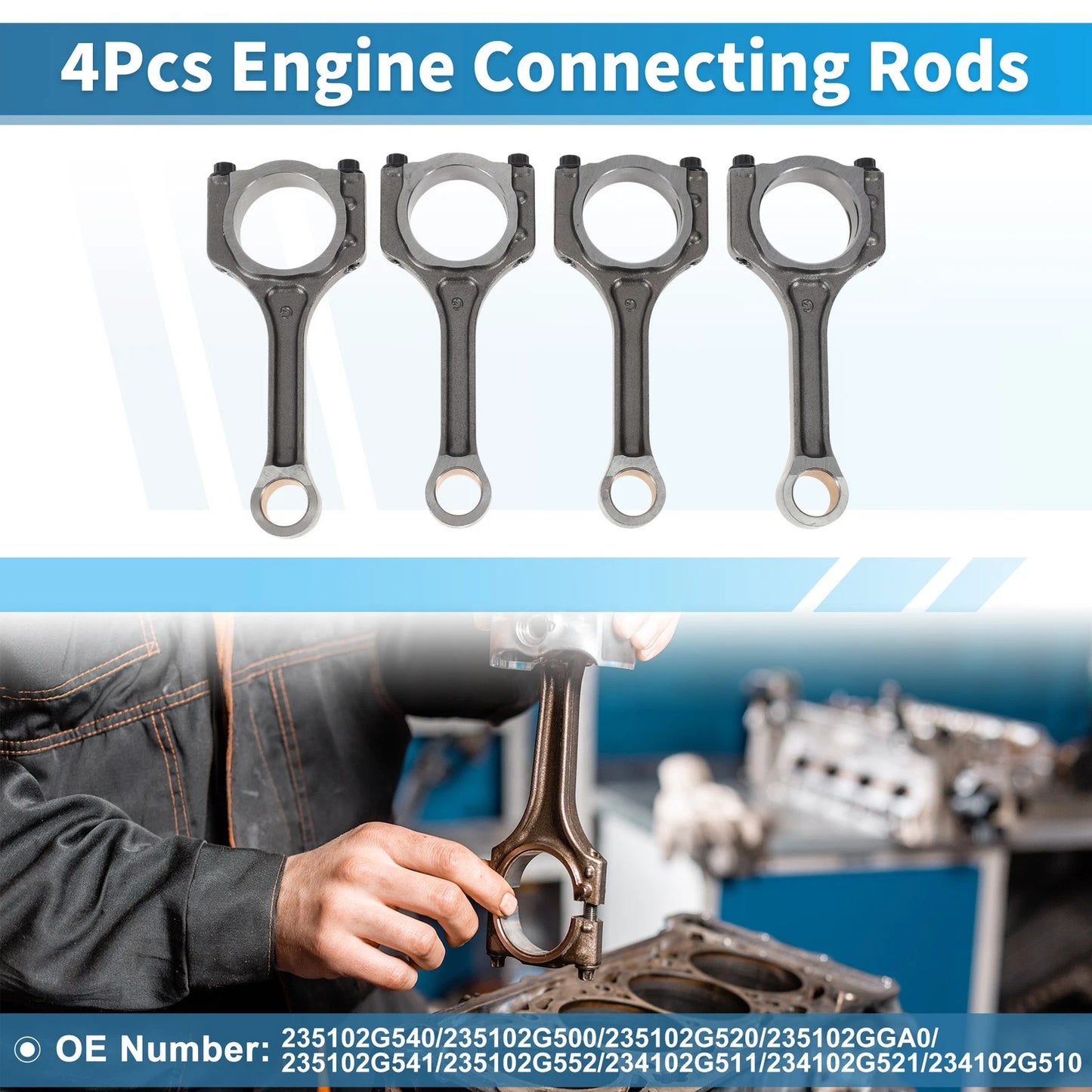 Set of 4 Engine Connecting Rods for Kia Sorento (2014–2020) No. 235102G540