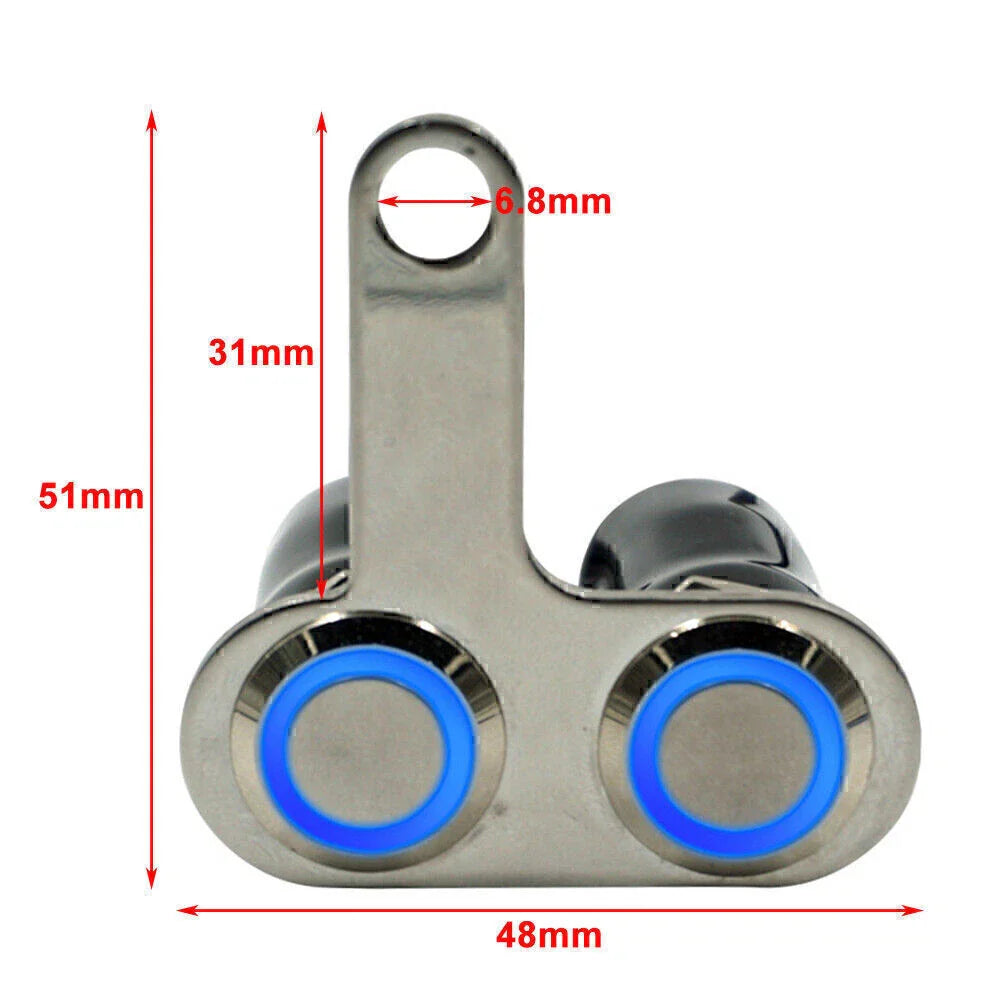 12V Green LED Motorcycle Switch for Handlebar Adjustable Mount Waterproof