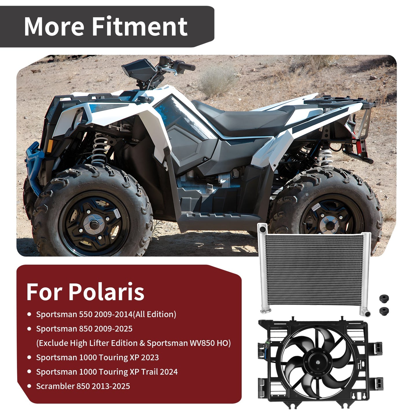 Radiator & Fan Shroud Kit for Polaris Scrambler 850 (2013–2025)