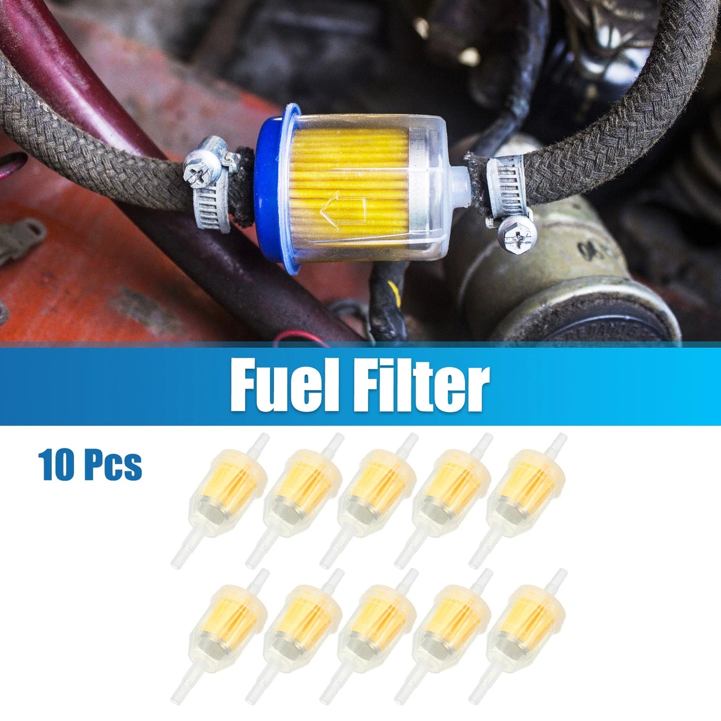 10pcs Inline Fuel Filters for Small Engines (Fits 1/4" or 5/16")
