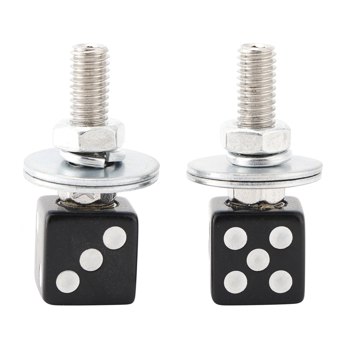 License Plate Screws and Nuts for Motorcycle (Custom Dice, Black)